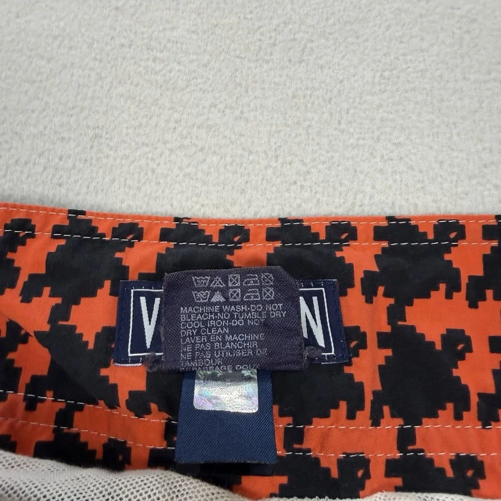 Vilebrequin Men's Geometric Turtle Print Lined Swim Shorts Orange Black Size XL